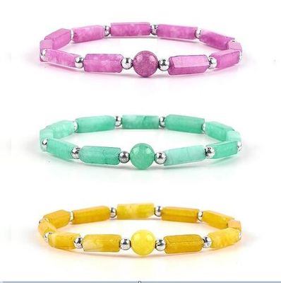 chất lượng  3mm/8mm/13mm Rectangle Bead Healing Energy Crystal Gemstone Bracelet nhà máy sản xuất