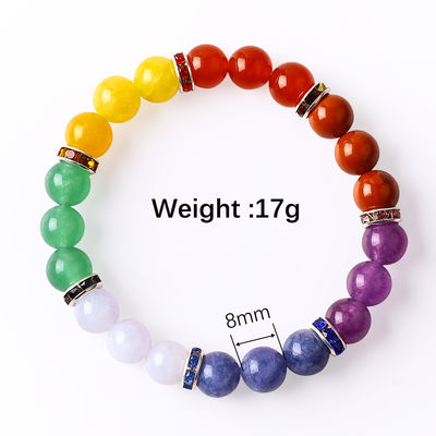 4mm / 6mm / 8mm / 12mm làm bằng tay tinh thể 7 Chakra vòng đeo tay Độ dài 18cm