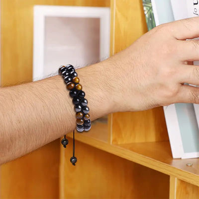 Đeo tay làm bằng tay hai lớp bằng đá ba thắt dây thừng nối nối