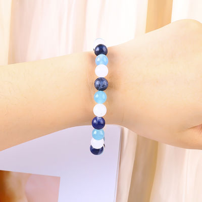 Đá tinh thể Quartz / Sodalite / Blue Chalcedony 8mm Positive Energy Crystal Bead Bracelet