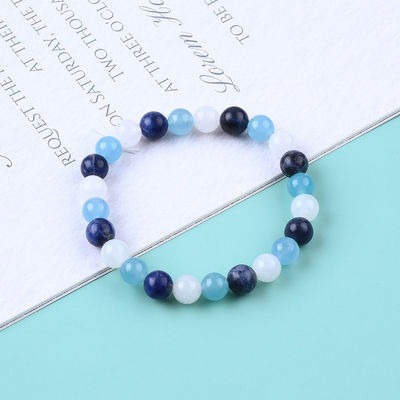 Đá tinh thể Quartz / Sodalite / Blue Chalcedony 8mm Positive Energy Crystal Bead Bracelet