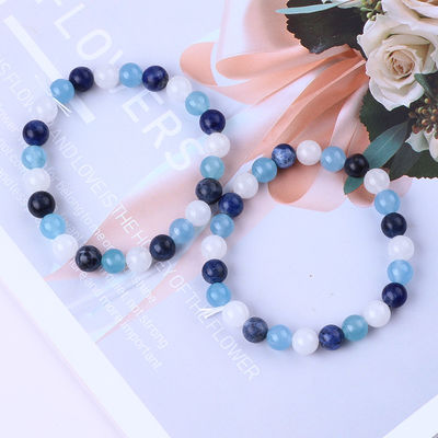 Đá tinh thể Quartz / Sodalite / Blue Chalcedony 8mm Positive Energy Crystal Bead Bracelet