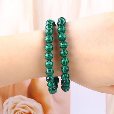 Elastic Natural Green Malachite chống lo lắng chữa bệnh đeo tay đeo hạt