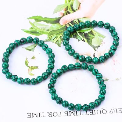 Elastic Natural Green Malachite chống lo lắng chữa bệnh đeo tay đeo hạt