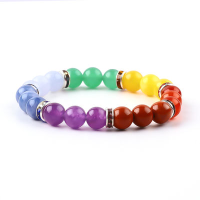 4mm / 6mm / 8mm / 12mm làm bằng tay tinh thể 7 Chakra vòng đeo tay Độ dài 18cm