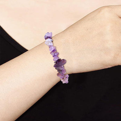 Chips làm bằng tay Vòng đeo tay đá sỏi Amethyst bất thường Khả năng chữa bệnh đồ trang sức