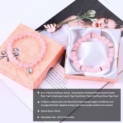 8mm Rose Quartz Gemstone Bead Bracelet Khả năng chữa bệnh