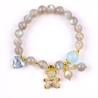 Vòng tay đá quý tự nhiên Labradorite / Amethyst Giảm năng lượng tiêu cực