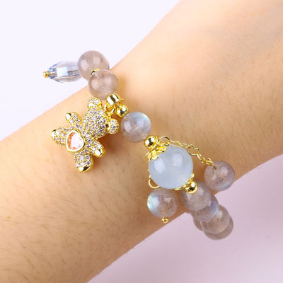 Vòng tay đá quý tự nhiên Labradorite / Amethyst Giảm năng lượng tiêu cực