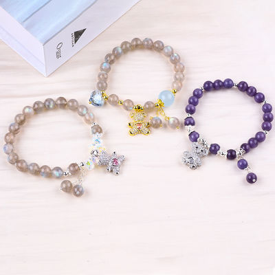 Vòng tay đá quý tự nhiên Labradorite / Amethyst Giảm năng lượng tiêu cực