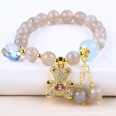 Vòng tay đá quý tự nhiên Labradorite / Amethyst Giảm năng lượng tiêu cực