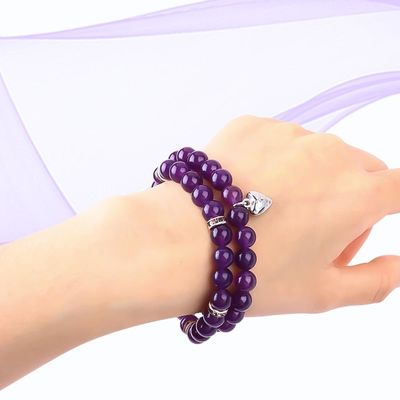 hình tròn màu tím đá quý Amethyst Bead vòng tay 4/6/8/10/12mm
