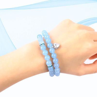 8mm Amethyst Blue Aquamarine đá quý vòng đeo tay Crystal Healing