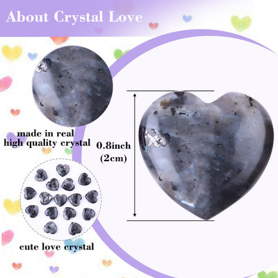 0.8 inch màu đen Labradorite hình trái tim đá chữa bệnh để làm đồ trang sức