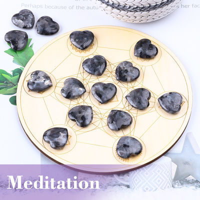 0.8 inch màu đen Labradorite hình trái tim đá chữa bệnh để làm đồ trang sức