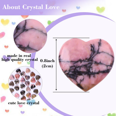 Các tinh thể hình trái tim Rhodonite kính để cân bằng Chakra
