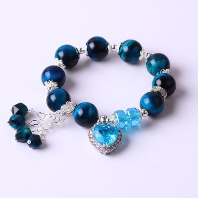 Tay làm vòng hạt tinh thể đá quý vòng tay đàn hồi với quyến rũ Deluxe