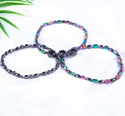 Đá quý Bead Slimming Magnetic Hematite Đá đeo cổ tay với biểu tượng năm sao