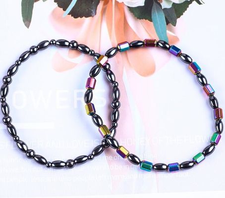 Đá quý Bead Slimming Magnetic Hematite Đá đeo cổ tay với biểu tượng năm sao