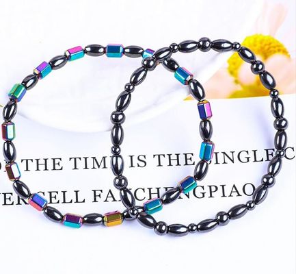 Đá quý Bead Slimming Magnetic Hematite Đá đeo cổ tay với biểu tượng năm sao