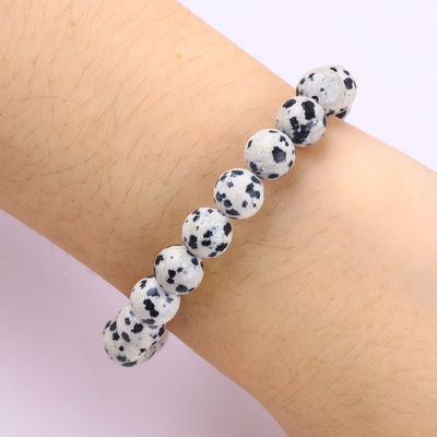 Đá ngọc 8mm tròn đam mê Jasper với bông tuyết vòng đeo tay đeo vòng đeo đeo đeo đeo đeo để tặng quà