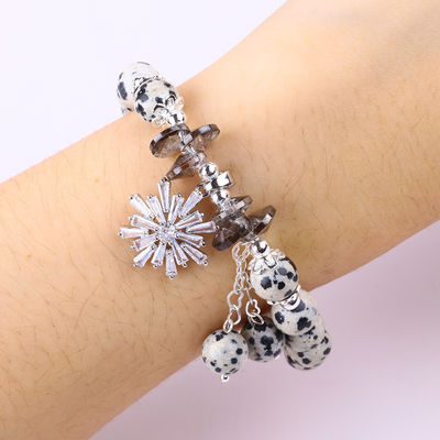 Đá ngọc 8mm tròn đam mê Jasper với bông tuyết vòng đeo tay đeo vòng đeo đeo đeo đeo đeo để tặng quà
