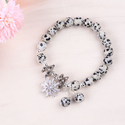 Đá ngọc 8mm tròn đam mê Jasper với bông tuyết vòng đeo tay đeo vòng đeo đeo đeo đeo đeo để tặng quà