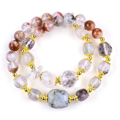 Natural Garden Quartz 8mm 10mm Bead Bracelet DIY Clear Quartz Stretch Bracelet Cho Quà tặng