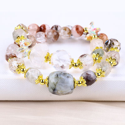 Natural Garden Quartz 8mm 10mm Bead Bracelet DIY Clear Quartz Stretch Bracelet Cho Quà tặng