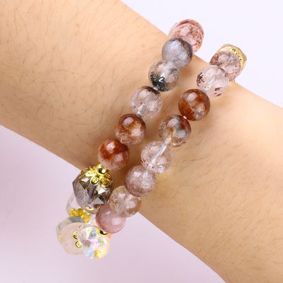 Natural Garden Quartz 8mm 10mm Bead Bracelet DIY Clear Quartz Stretch Bracelet Cho Quà tặng