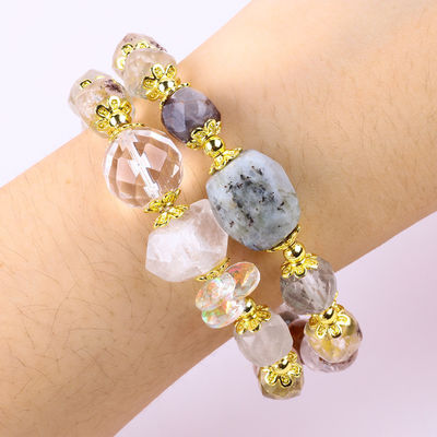 Natural Garden Quartz 8mm 10mm Bead Bracelet DIY Clear Quartz Stretch Bracelet Cho Quà tặng