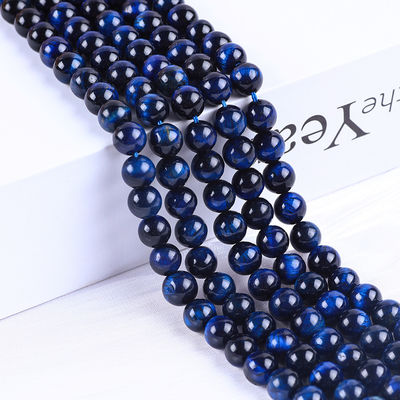 8mm thiên nhiên màu xanh đậm Tiger Eye đá quý đá tinh thể hạt cho đồ trang sức làm