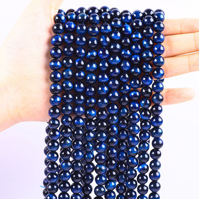 8mm thiên nhiên màu xanh đậm Tiger Eye đá quý đá tinh thể hạt cho đồ trang sức làm