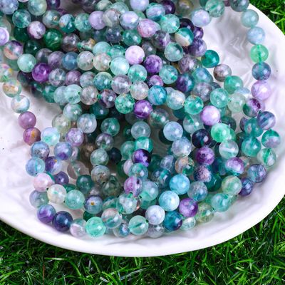 Đá quý tinh thể tự nhiên Fluorite vòng hạt cho làm đồ trang sức DIY