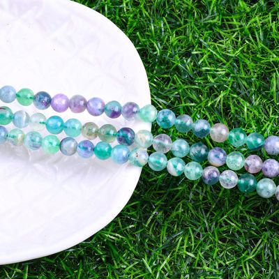 Đá quý tinh thể tự nhiên Fluorite vòng hạt cho làm đồ trang sức DIY