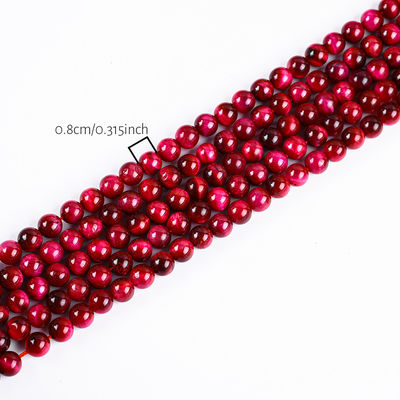 8mm Rose Red Tiger Eye Ngọc quý chữa bệnh Pink Crystal Stone Beads Cho làm đồ trang sức