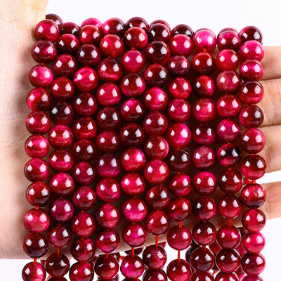 8mm Rose Red Tiger Eye Ngọc quý chữa bệnh Pink Crystal Stone Beads Cho làm đồ trang sức