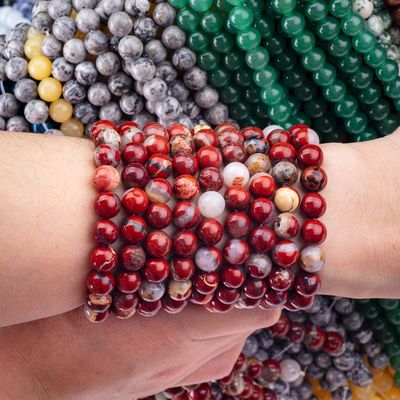 Đỏ Jasper vòng hạt đá quý tinh thể tự nhiên khác nhau kích thước hạt lỏng chuỗi hạt để làm đồ trang sức DIY