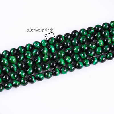 8mm Green Tiger's Eye đá quý chữa bệnh đá tinh thể hạt cho đồ trang sức làm