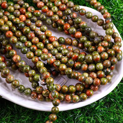 Unakite vòng hạt đá quý tinh thể tự nhiên khác nhau kích thước hạt lỏng sợi hạt để làm đồ trang sức DIY