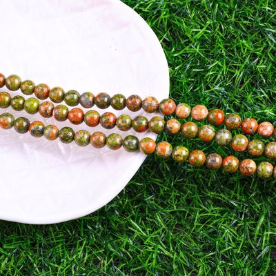 Unakite vòng hạt đá quý tinh thể tự nhiên khác nhau kích thước hạt lỏng sợi hạt để làm đồ trang sức DIY