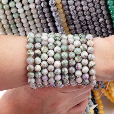Lucky Jade Round Bead Natural Crystal Gemstone Bead Size khác nhau Loose Bead Strands để làm đồ trang sức DIY