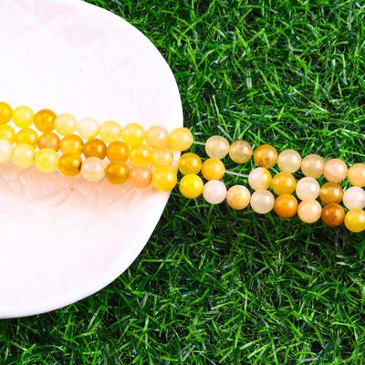 Màu vàng đậm Jade vòng hạt đá quý tinh thể tự nhiên khác nhau kích thước hạt lỏng chuỗi hạt để làm đồ trang sức DIY