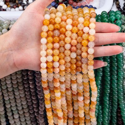 Màu vàng đậm Jade vòng hạt đá quý tinh thể tự nhiên khác nhau kích thước hạt lỏng chuỗi hạt để làm đồ trang sức DIY