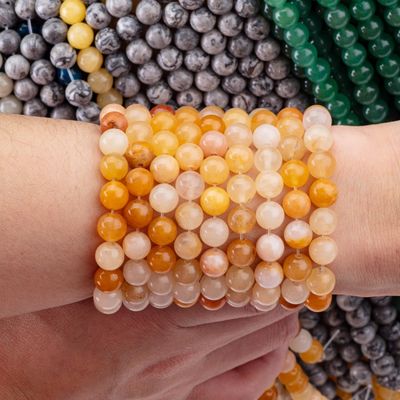 Màu vàng đậm Jade vòng hạt đá quý tinh thể tự nhiên khác nhau kích thước hạt lỏng chuỗi hạt để làm đồ trang sức DIY