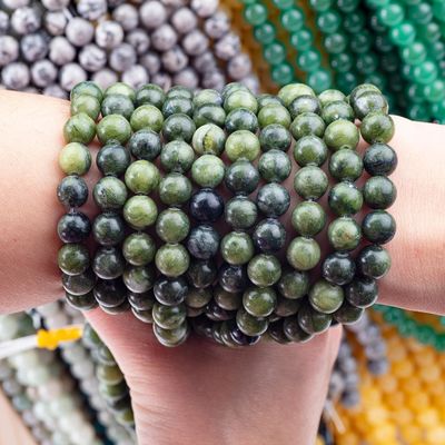 Southern Jade Round Bead Natural Crystal Gemstone Bead Size khác nhau Loose Bead Strands để làm đồ trang sức DIY