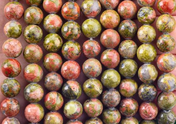 Unakite vòng hạt đá quý tinh thể tự nhiên khác nhau kích thước hạt lỏng sợi hạt để làm đồ trang sức DIY