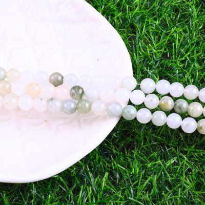 Tian Shan Green Jade Round Bead Natural Crystal Gemstone Bead Size khác nhau Loose Bead Strands để làm đồ trang sức DIY