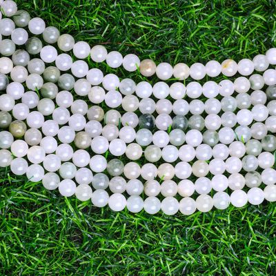 Tian Shan Green Jade Round Bead Natural Crystal Gemstone Bead Size khác nhau Loose Bead Strands để làm đồ trang sức DIY