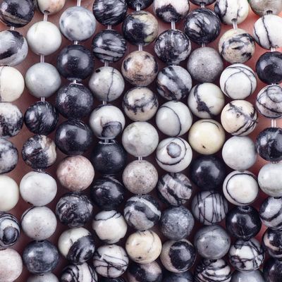 8mm màu hồng tự nhiên Zebra đá đá quý hạt kim cương chữa bệnh hạt đá kim cương để làm đồ trang sức